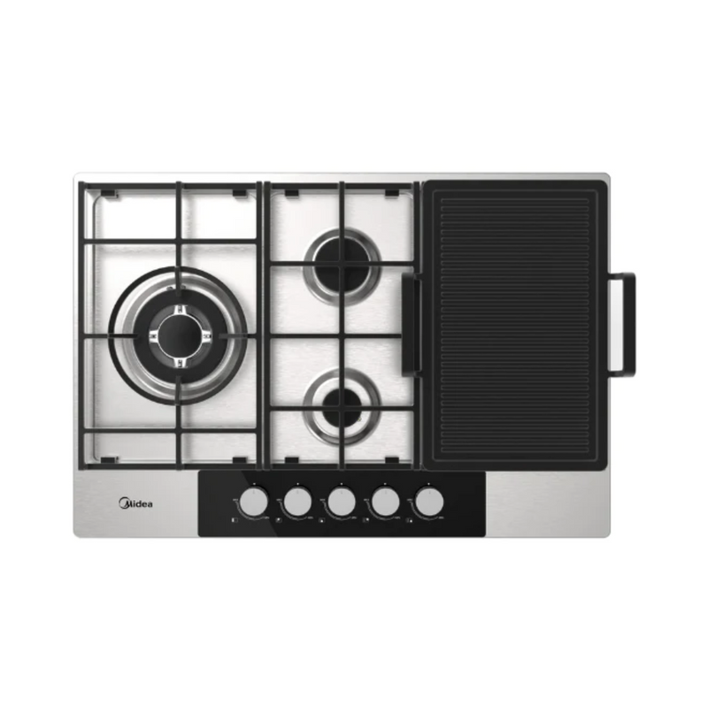 Midea 75cm 5 Burner Gas Hob Stainless Steel with Grill Plate 75SP021 - New Sigli Ltd